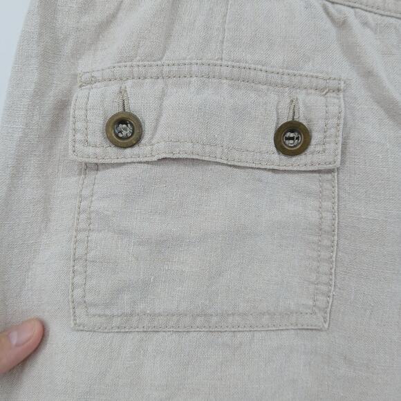 INC Beige Linen Chino Shorts Women 12 Casual Beach Comfy Breathable Minimalist - Picture 2 of 9